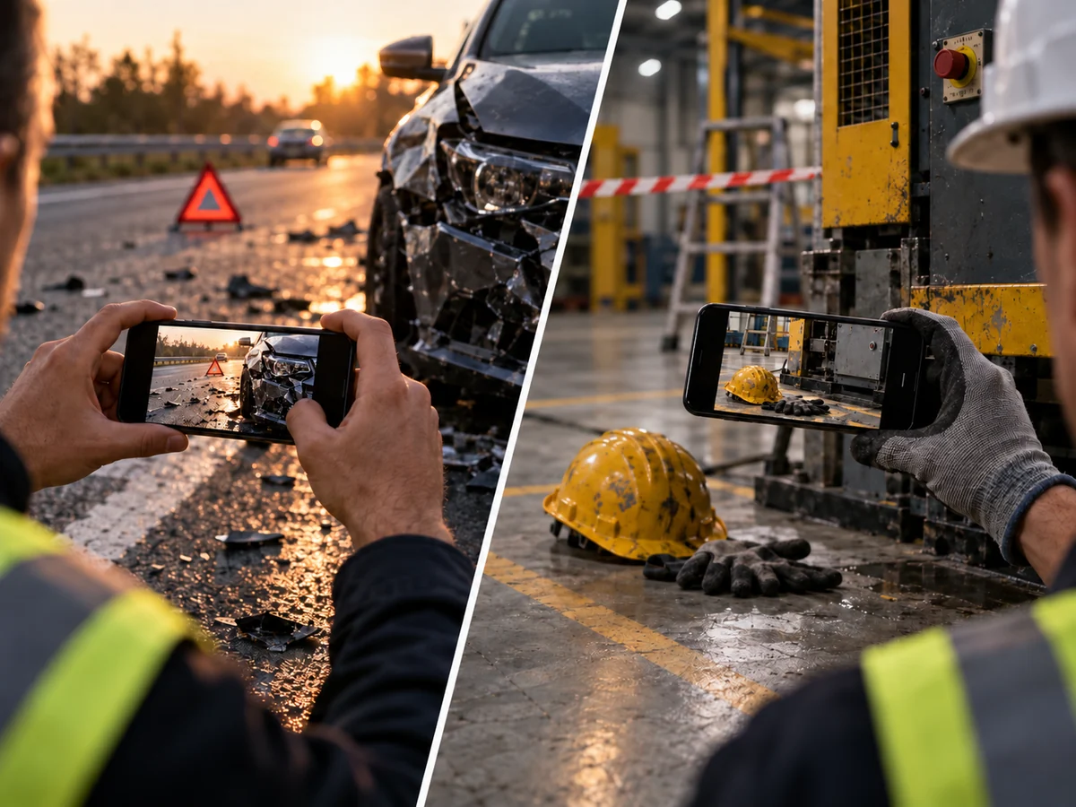 Documentazione fotografica di un incidente stradale e di un infortunio sul lavoro